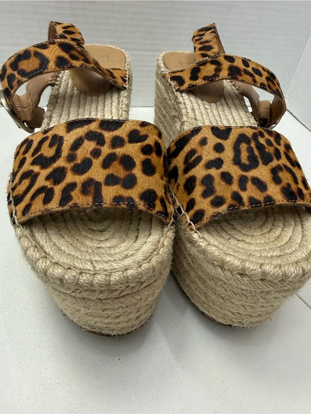 Marc Fisher Leopard Print Espadrille Platform Sandals size 10